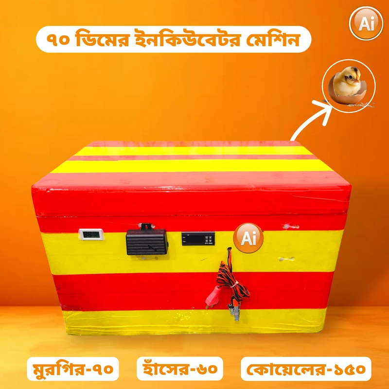 ৭০ ডিমের ইনকিউবেটর মেশিন – 70 Egg Hatching Incubator Machine [ AC/DC-STC-1000 ]