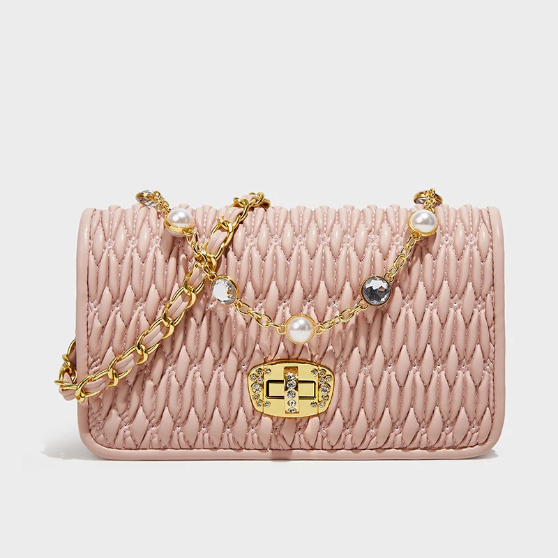 Pleated Crystal Chain Bag - Image 3