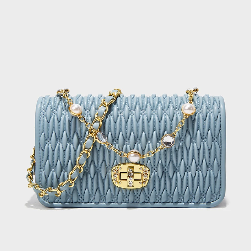 Pleated Crystal Chain Bag - Image 4