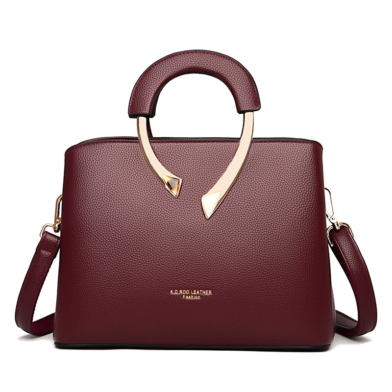 Classic Litchi Pattern Crossbody Handbag - Image 3