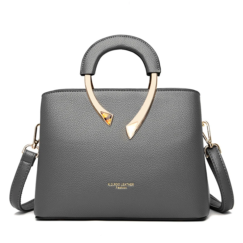 Classic Litchi Pattern Crossbody Handbag - Image 4
