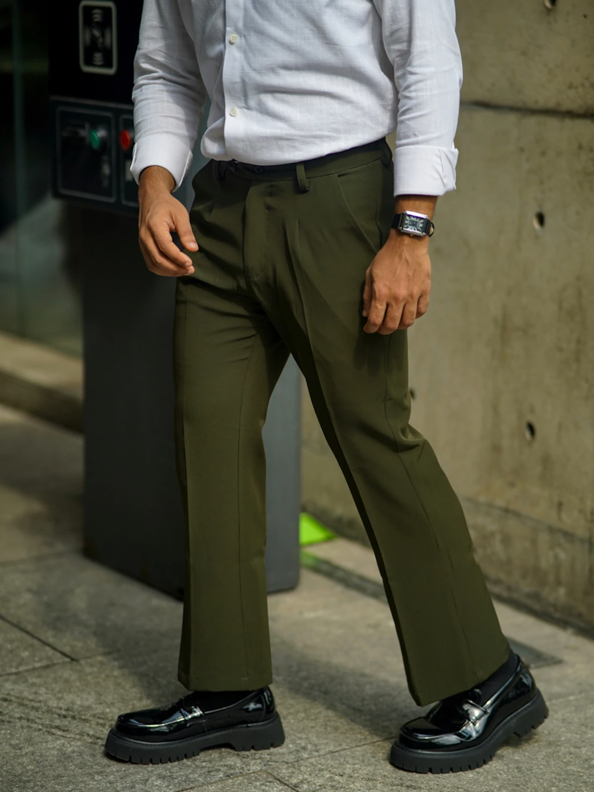 Formal flare bootcut pants - olive (unisex)