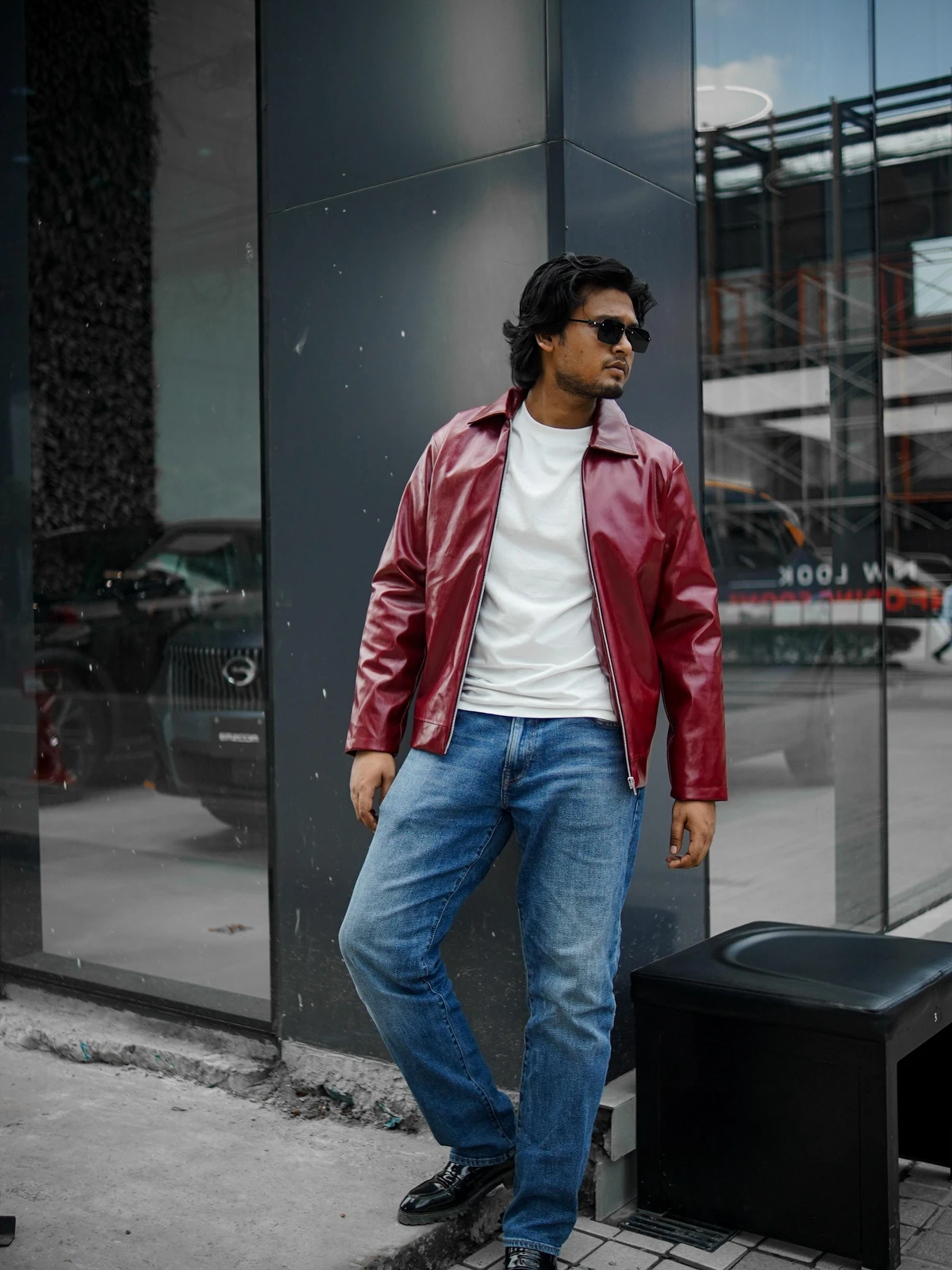 Cherry red leather jacket - Image 4