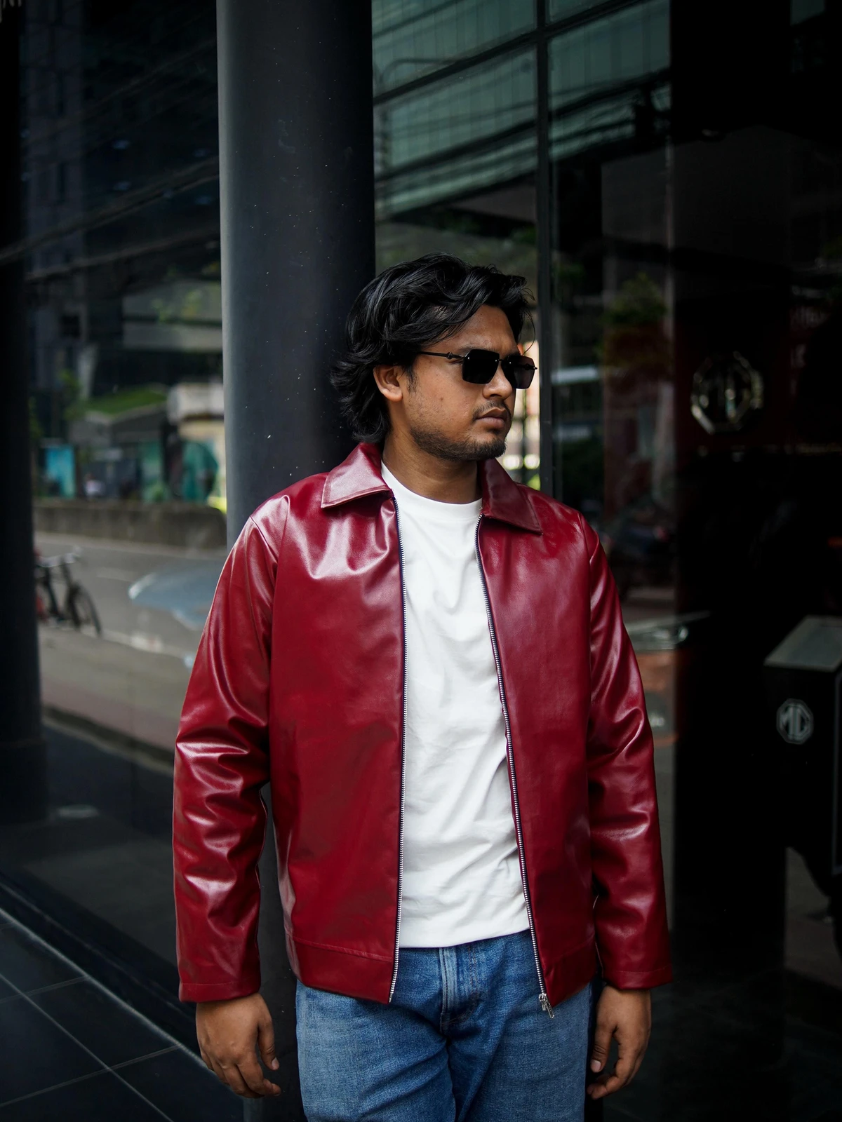 Cherry red leather jacket - Image 6