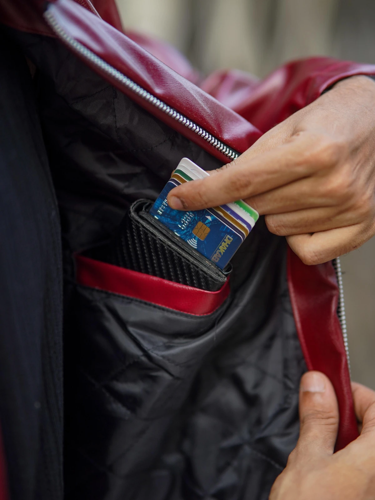 Cherry red leather jacket - Image 8