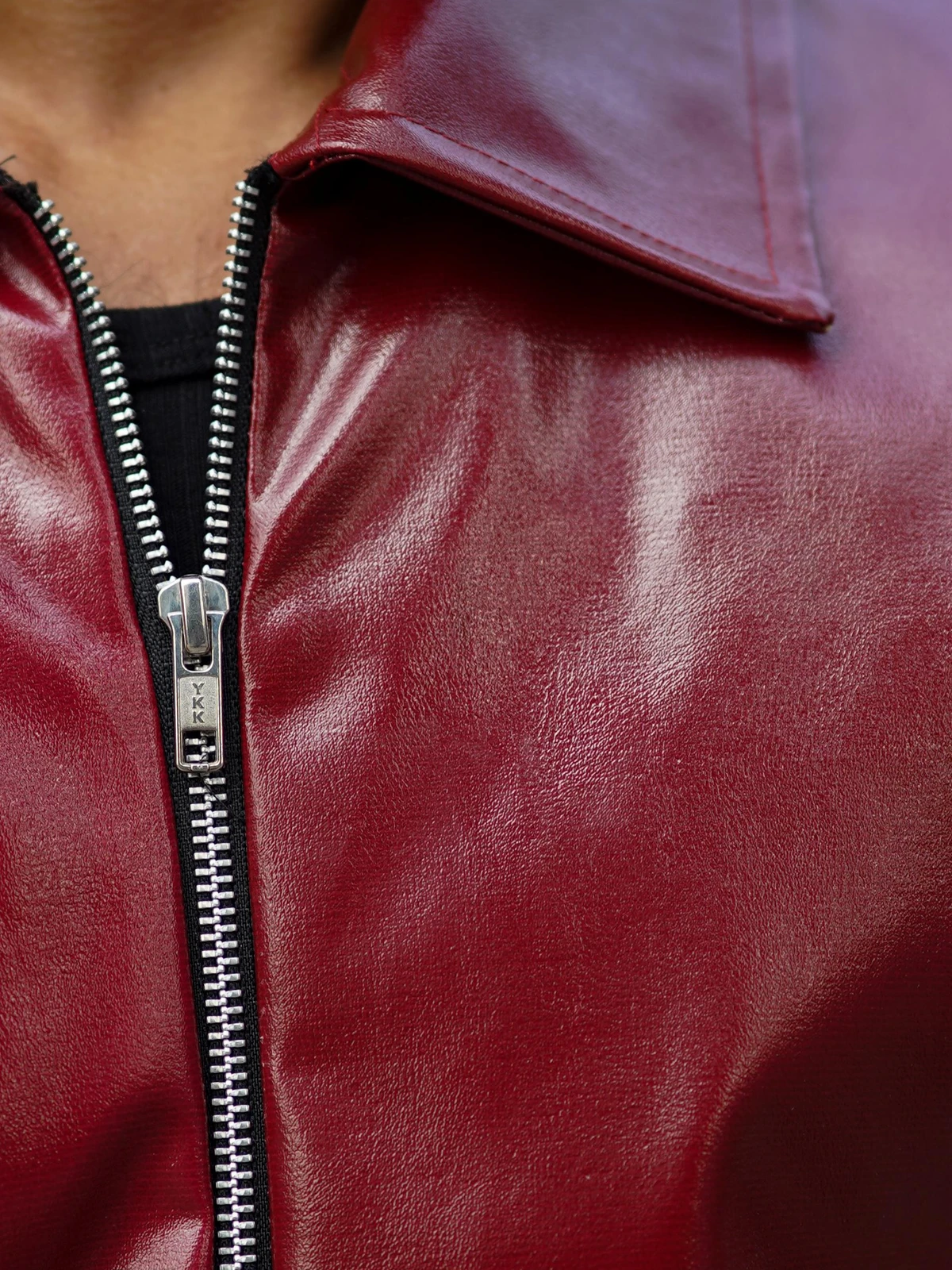 Cherry red leather jacket - Image 9