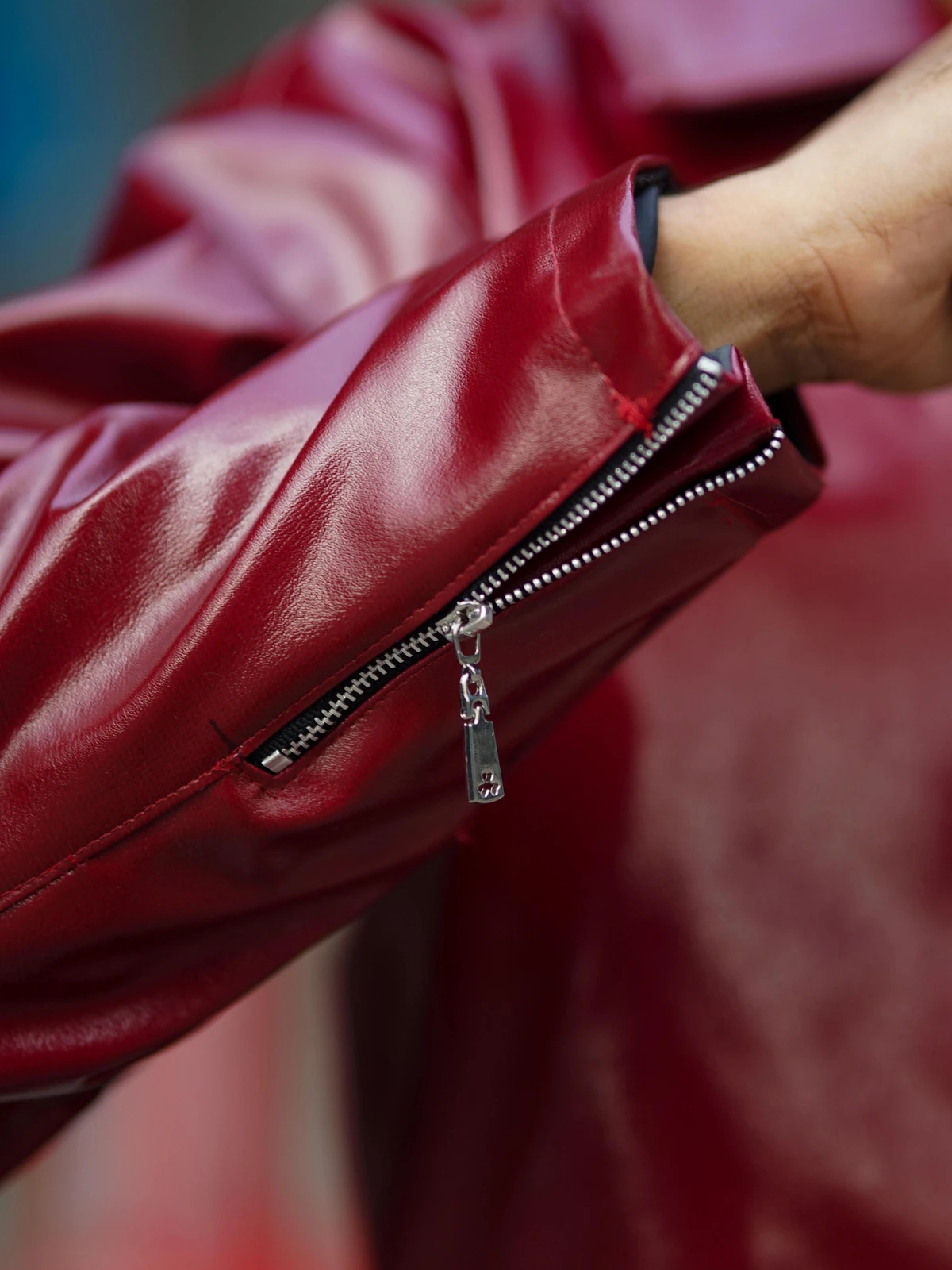 Cherry red leather jacket - Image 10