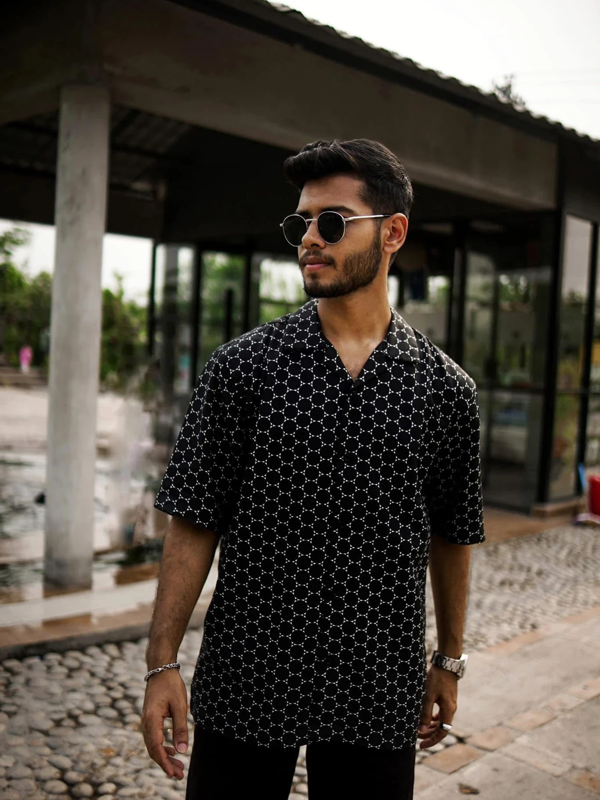 Black alligator cuban shirt