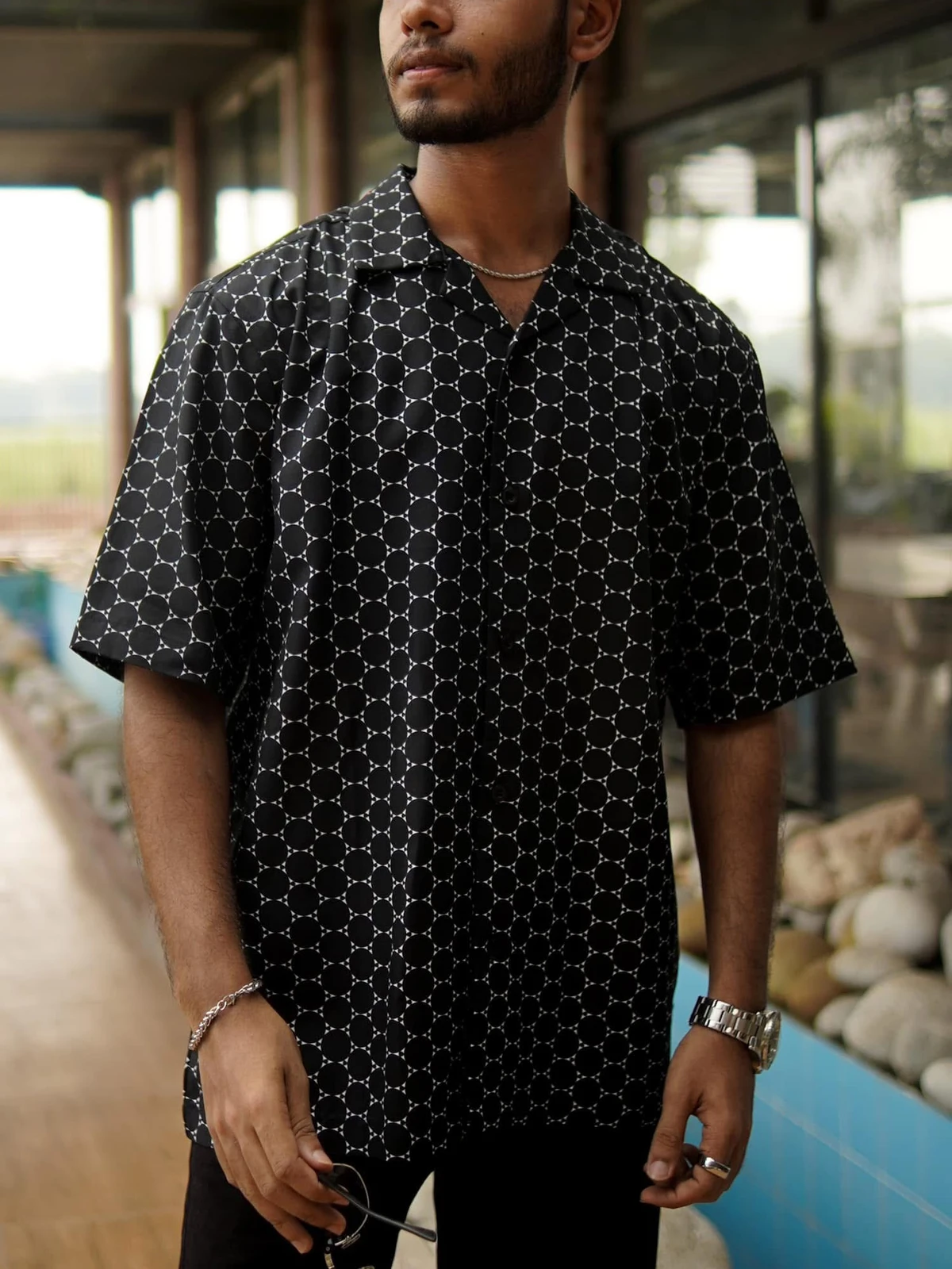 Black alligator cuban shirt