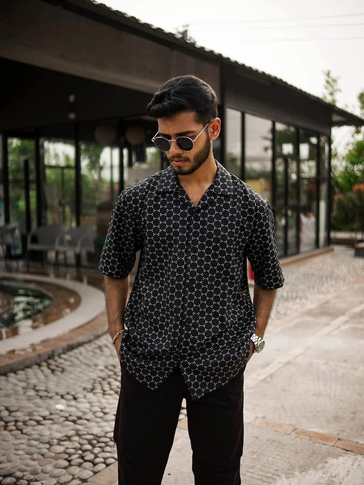 Black alligator cuban shirt - Image 4