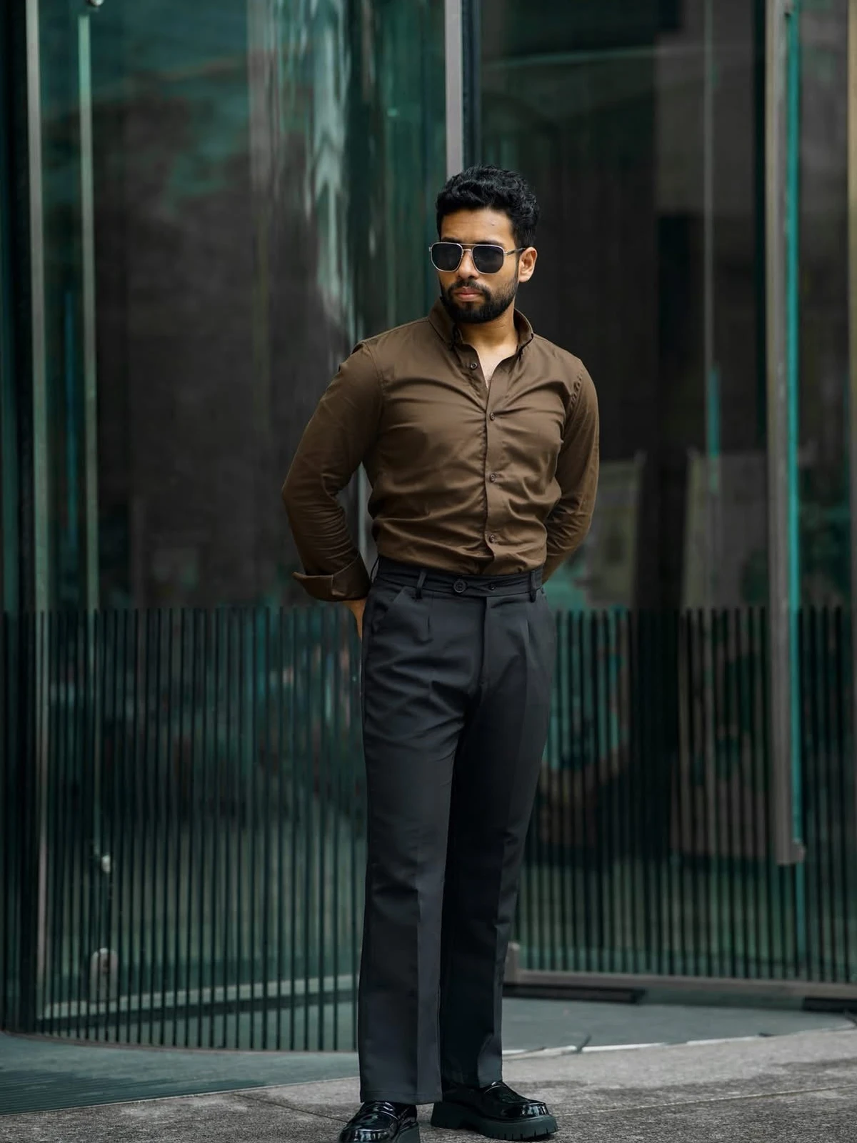 Linen shirt Coffee - Image 3