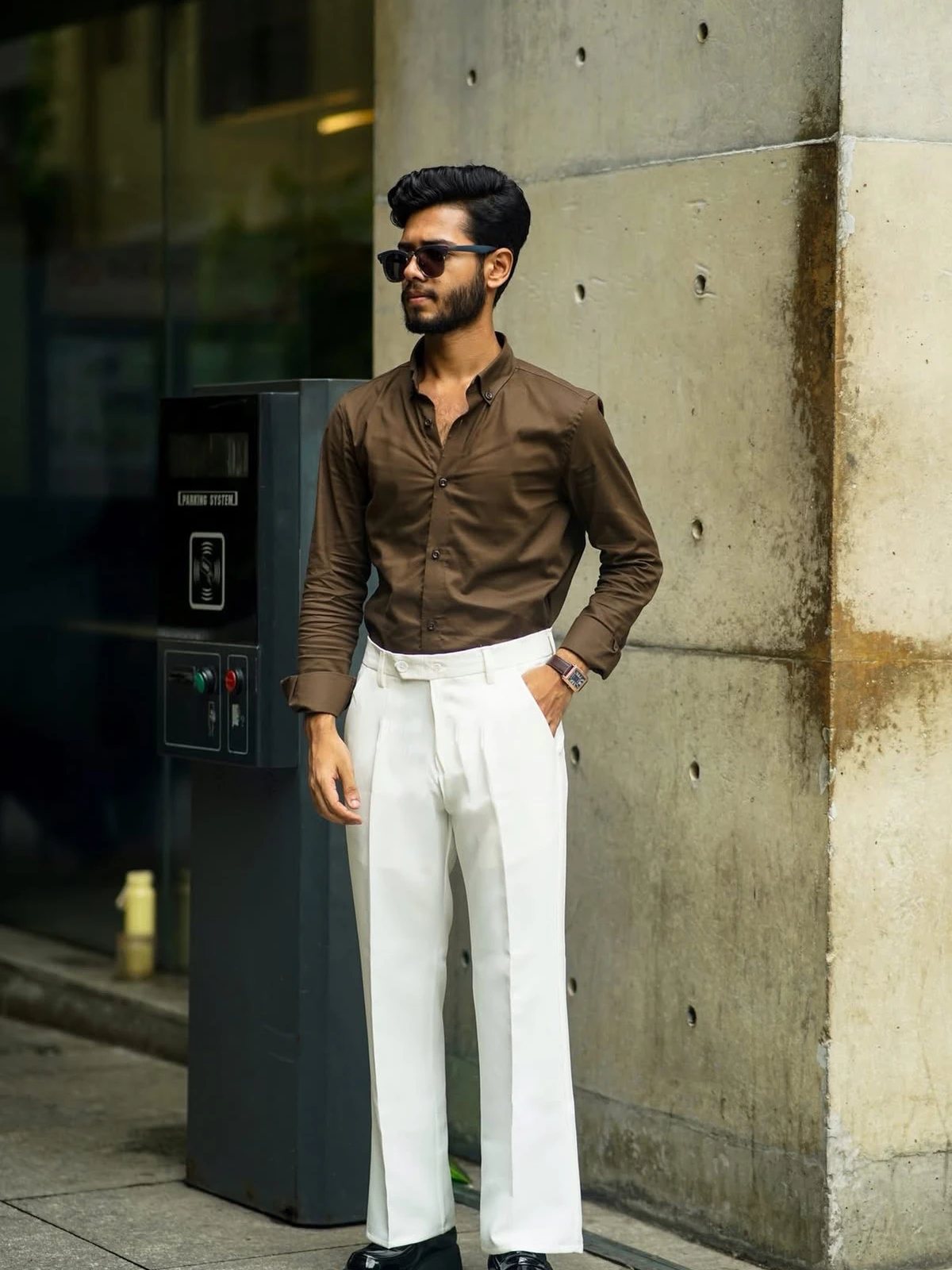 Linen shirt Coffee - Image 4