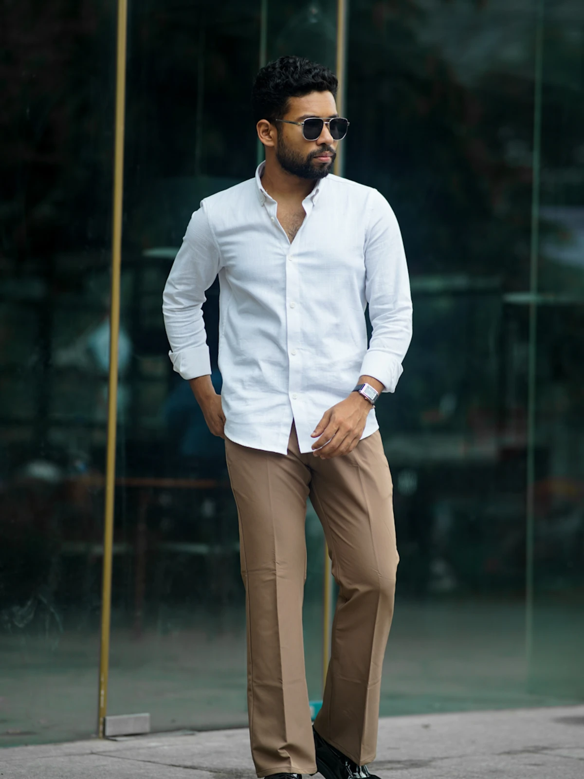 Formal flare bootcut pants - khaki (unisex)