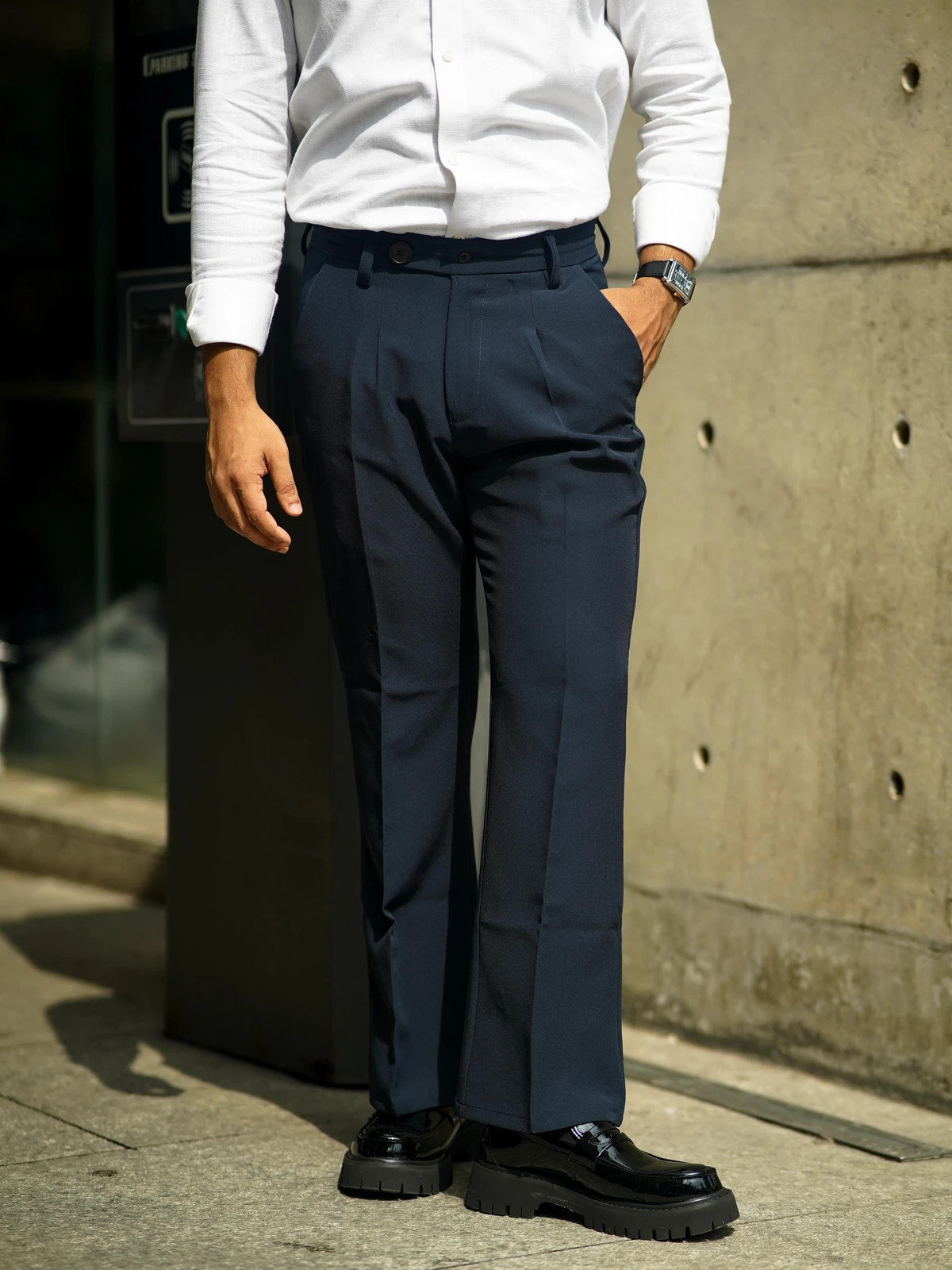 Formal flare bootcut pants - Navy Blue (unisex)