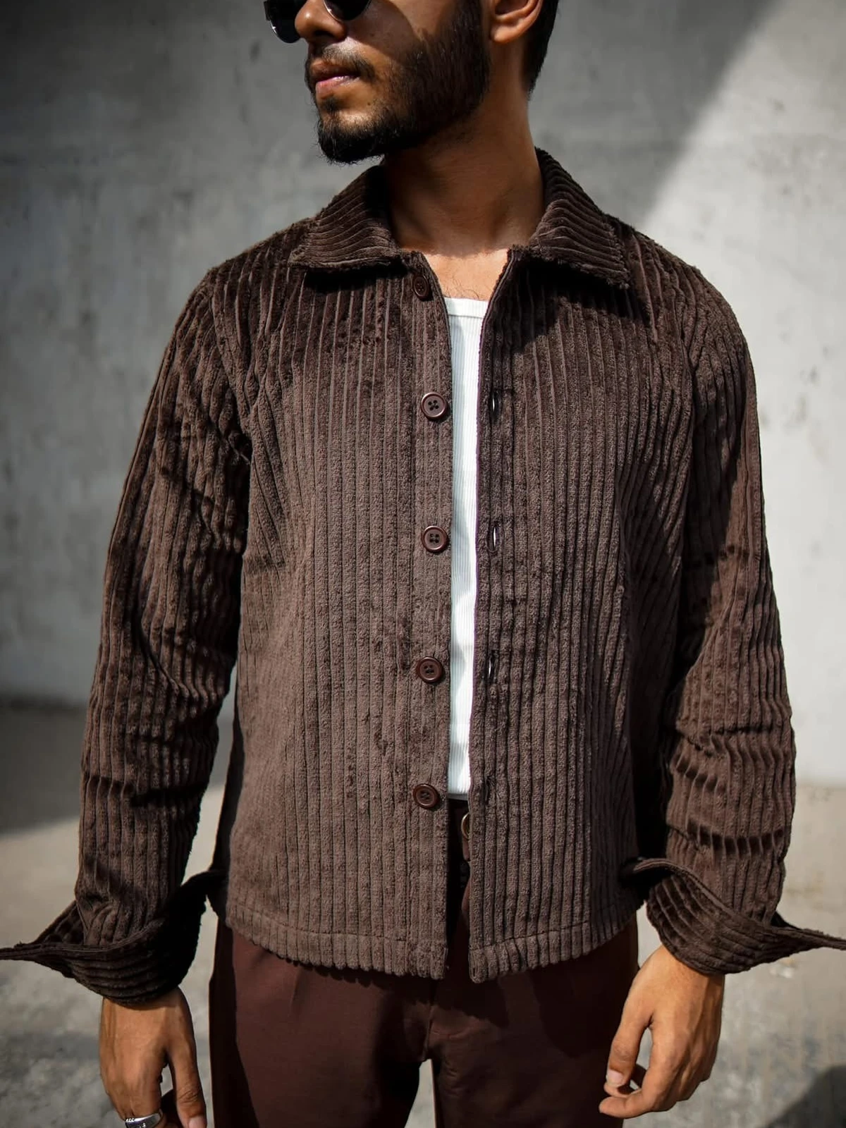 Corduroy shirt in Coffee