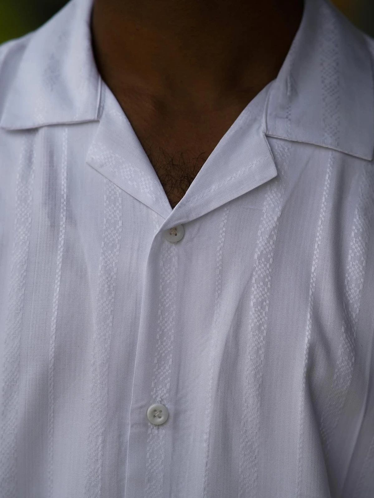 Whitish stripe cuban shirt