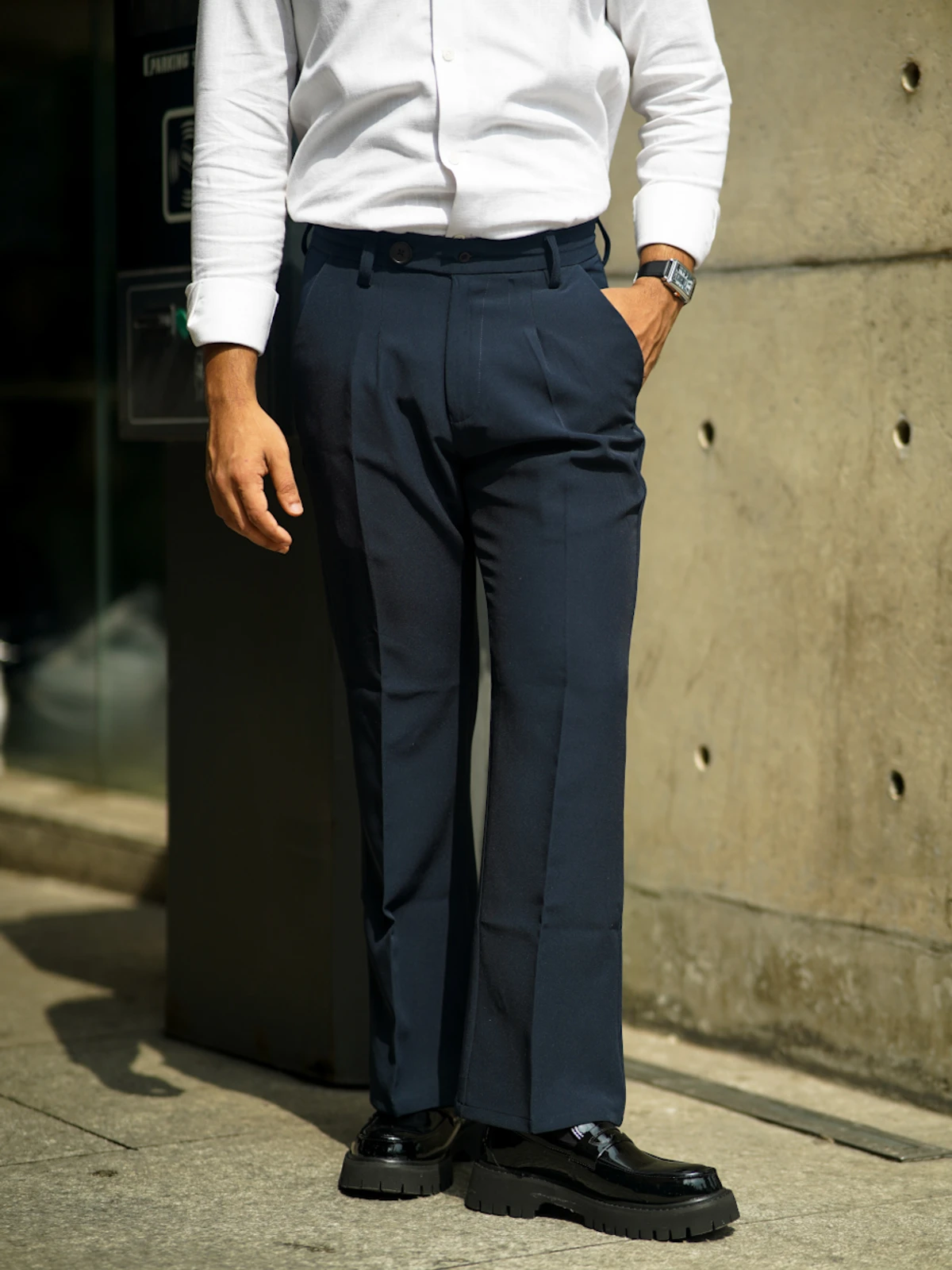 Formal flare bootcut pants - navy (unisex) - Image 4