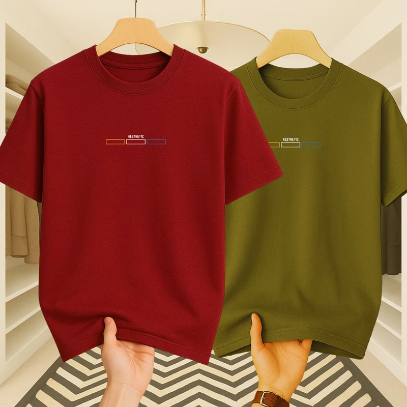 Premium Drop Shoulder(Marron+Olive)