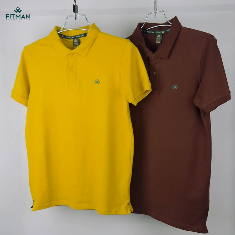 Premium Solid Polo (Mocha Truffle + Golden Mustard)