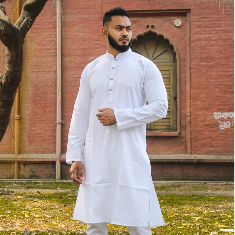 Men’s Premium jacquard cotton Panjabi (White)
