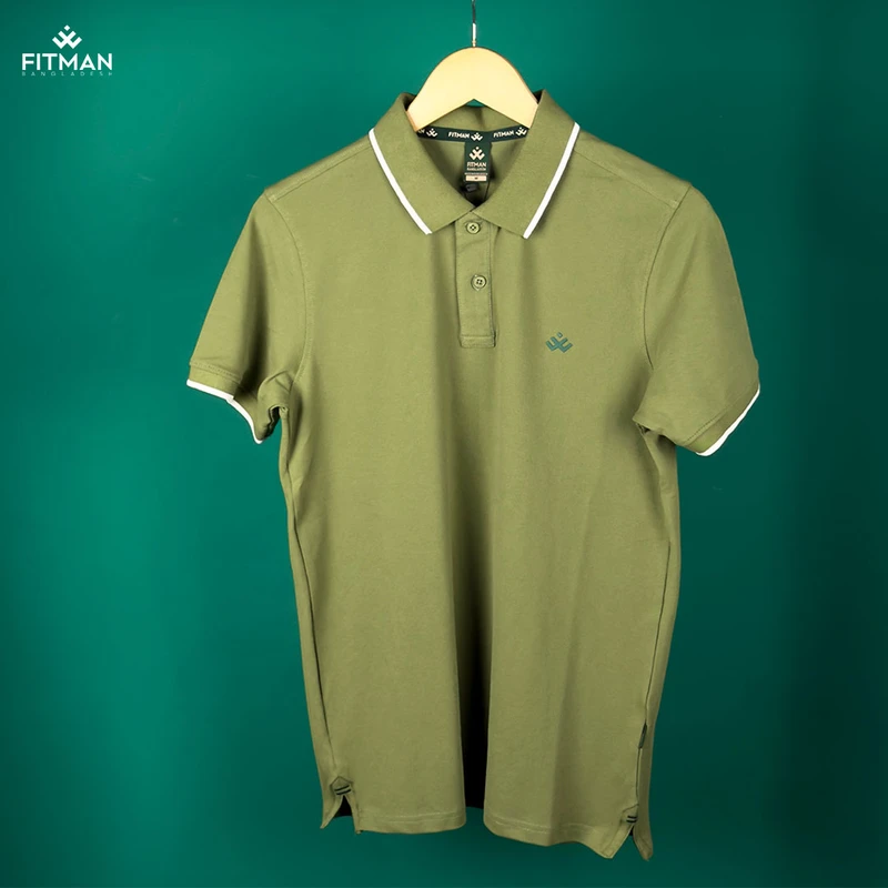Men's Single Tipping Polo (Olive + Mint Blue + Mustard)