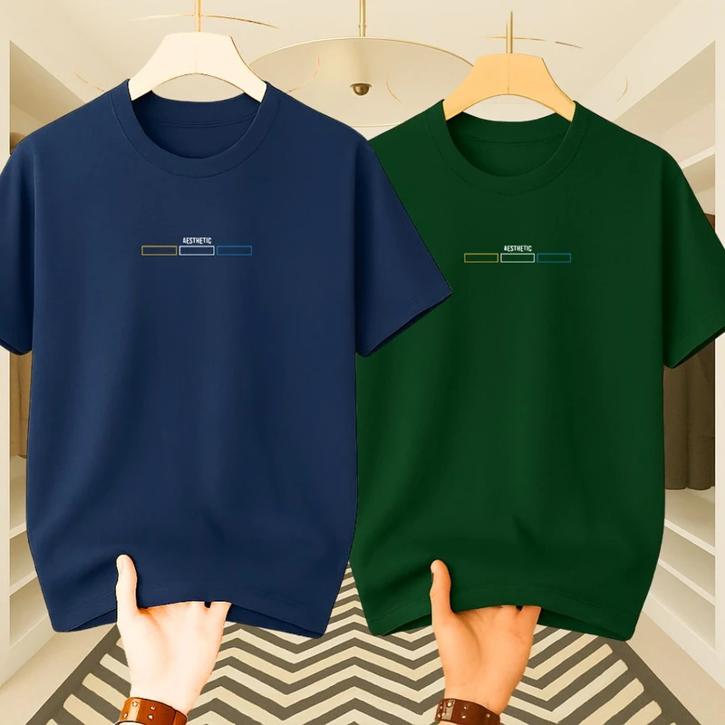Premium Drop Shoulder(Navy Blue+Green)