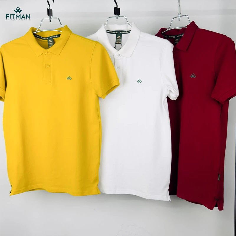 Premium Solid Polo (Royal Merlot + Golden Mustard + Arctic Pearl)