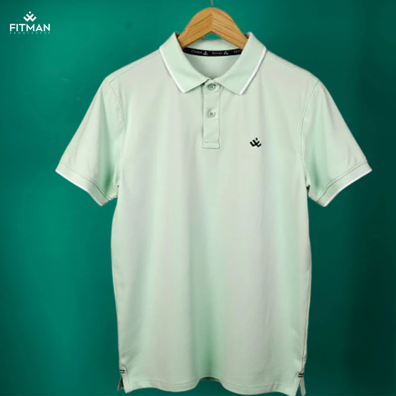 Men's Single Tipping Polo (Mint Blue + Mustard)