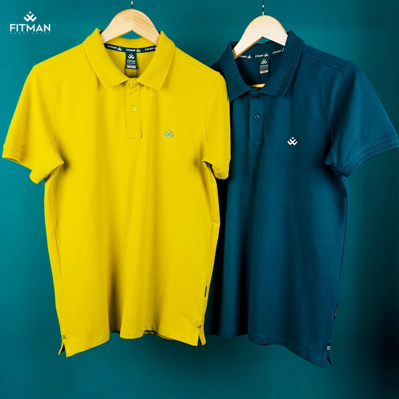 Premium Jacquard Polo (Golden Mustard + Ocean Green)