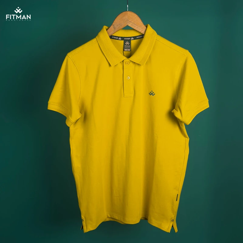Premium Jacquard Polo (Golden Mustard + Ocean Green) - Image 3