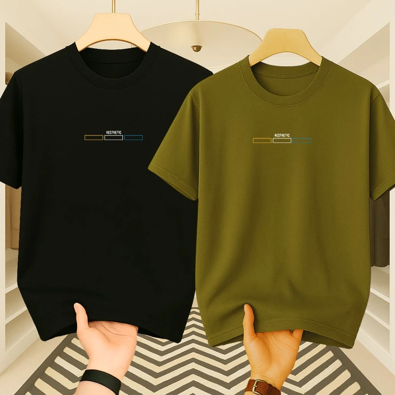 Premium Drop Shoulder(Black+Olive)