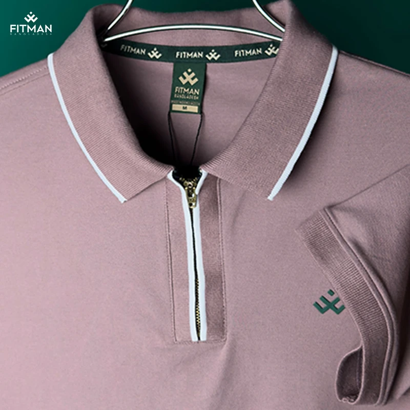Men's Zipper Polo (Mauve Purple)