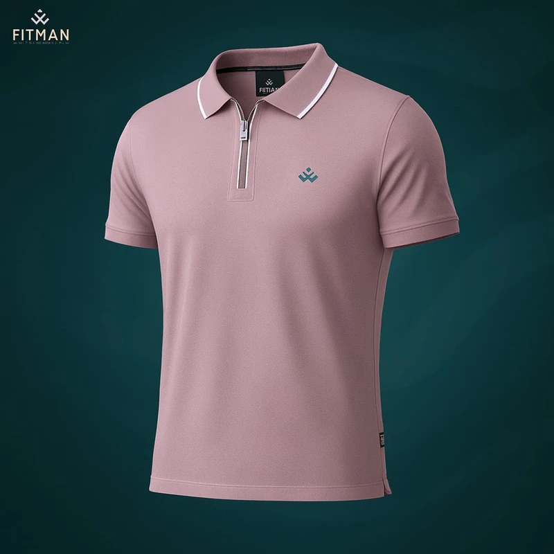 Men's Zipper Polo (Mauve Purple)