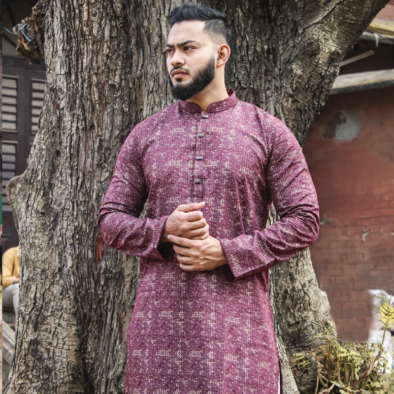Men’s Premium all over cotton Panjabi (Marron)
