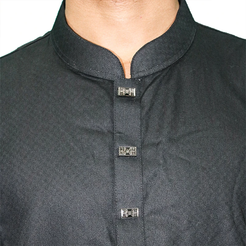 Men’s Premium jacquard Solid Panjabi (Black) - Image 3