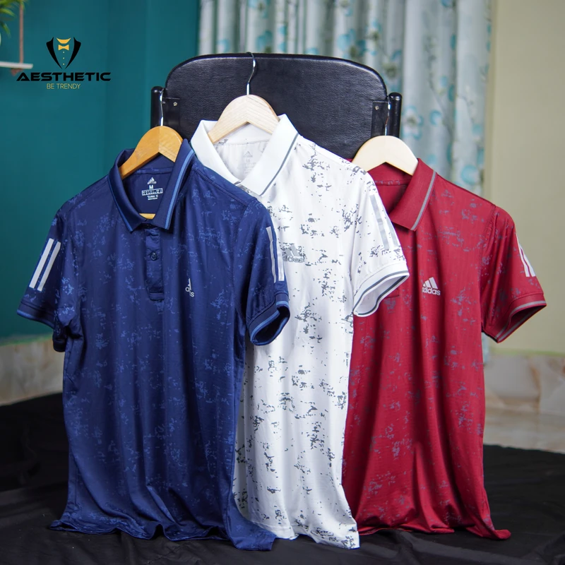 Men’s all over active Polo Shirt (White+Navy+Marron)