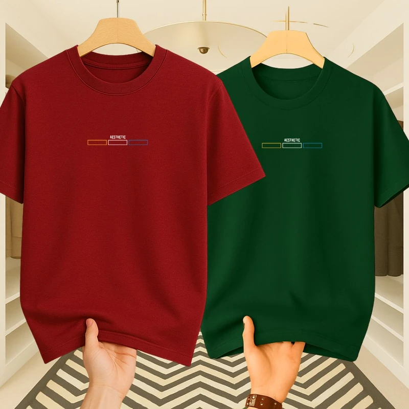Premium Drop Shoulder(Maroon+Green)