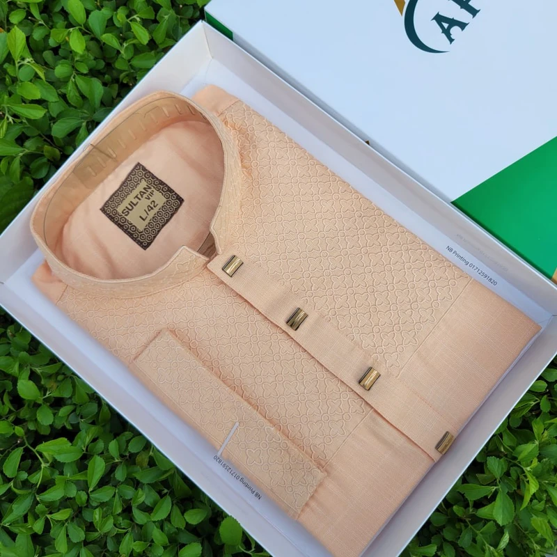 Embroidery Panjabi - Biscuit