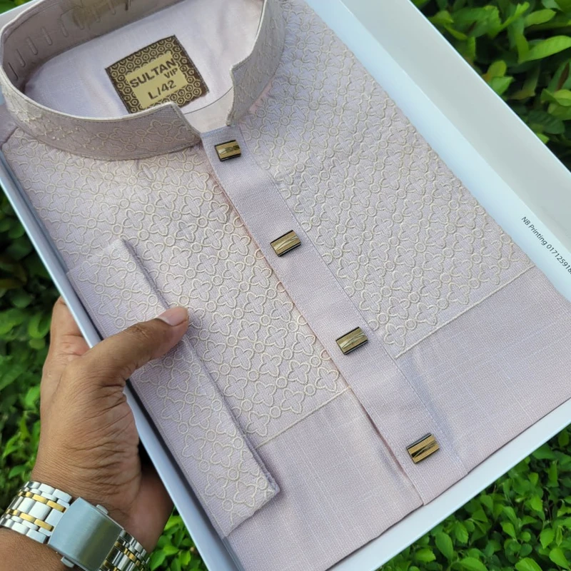 Embroidery Panjabi - Light Pink