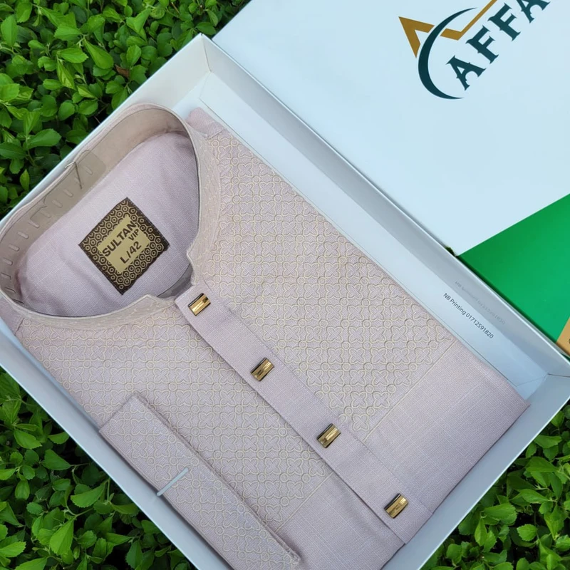 Embroidery Panjabi - Light Pink