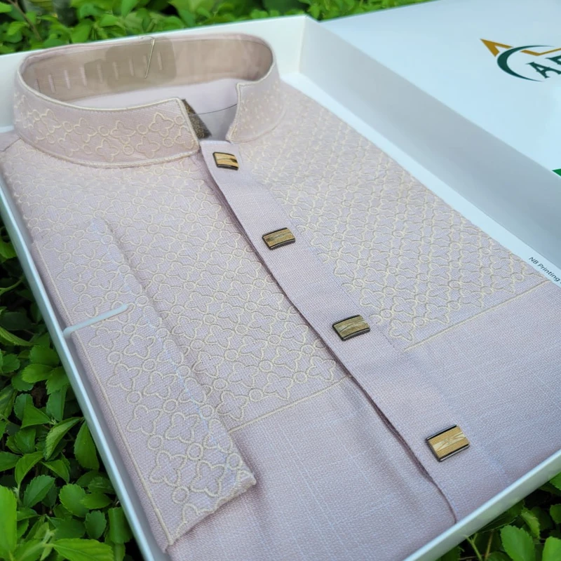 Embroidery Panjabi - Light Pink - Image 3