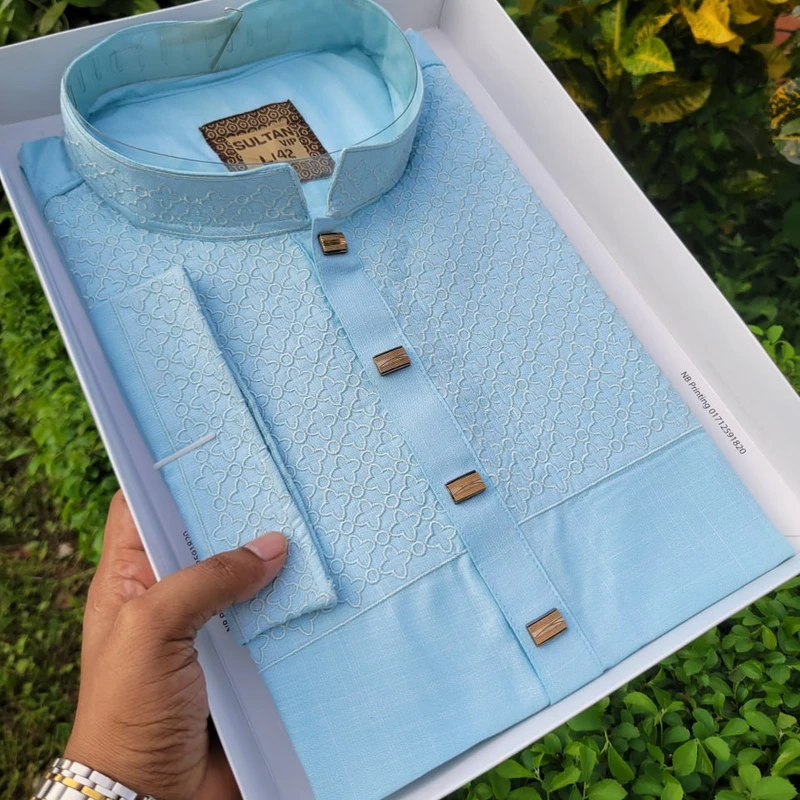 Embroidery Panjabi - Sky BLue