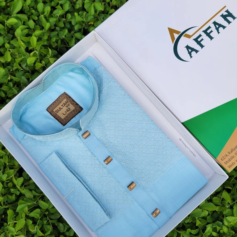 Embroidery Panjabi - Sky BLue