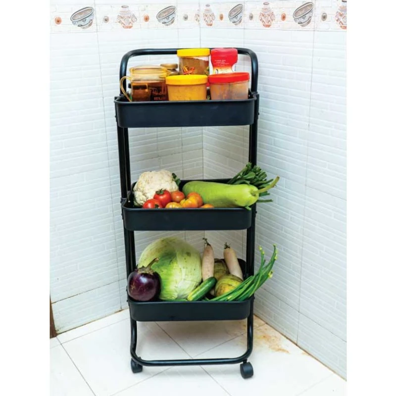 3-Layer Multipurpose Trolley Rack – Space-Saving Kitchen & Home Organizer