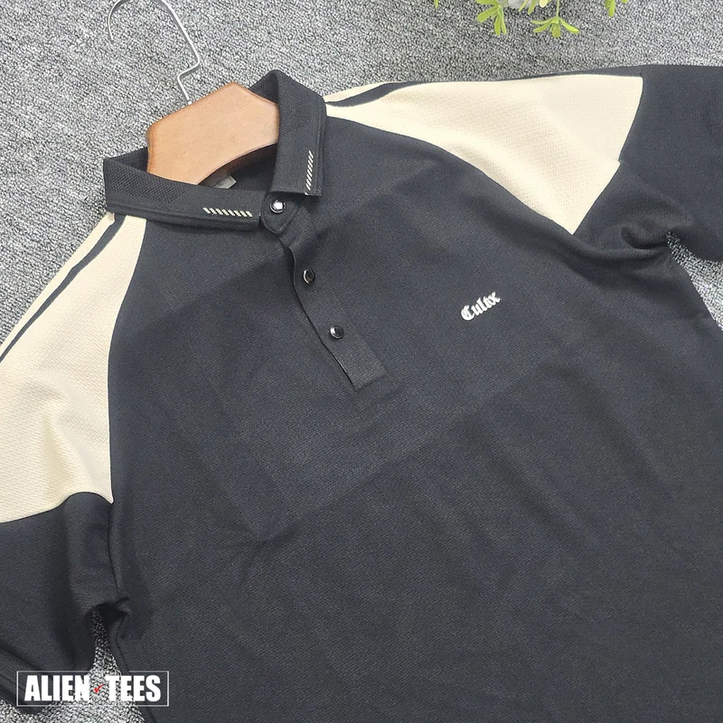 1R91 Jet Black With Cosmic Latte Contrasto Polo Shirt