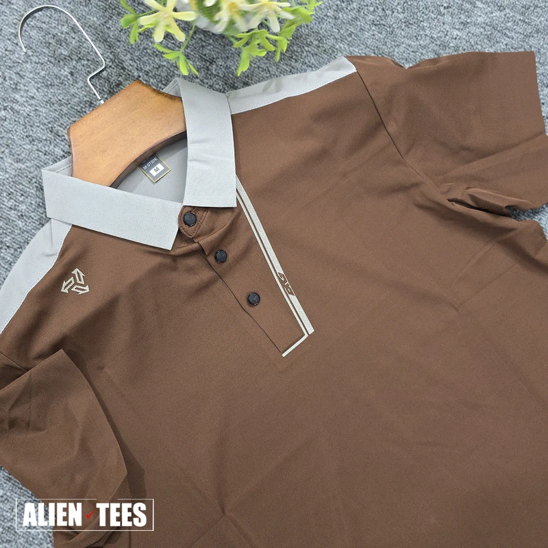 Raw Umber with Gainsboro - Steelblanc Polo Shirt