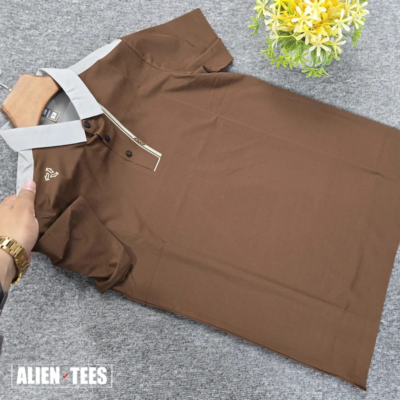 Raw Umber with Gainsboro - Steelblanc Polo Shirt