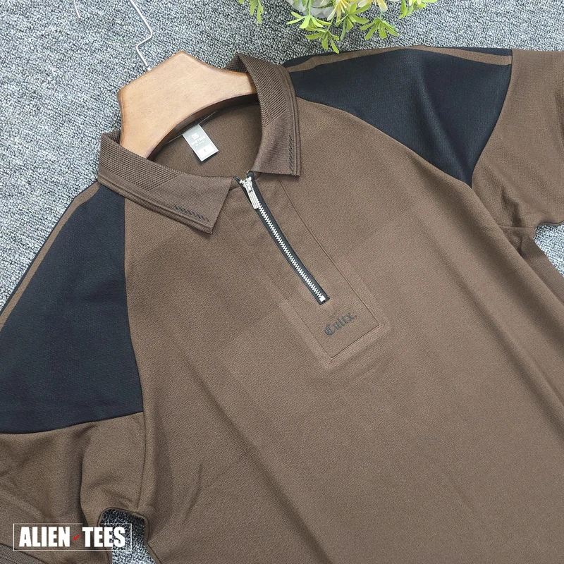 1R90 Otter Brown With Gunmetal Contrasto Polo Shirt