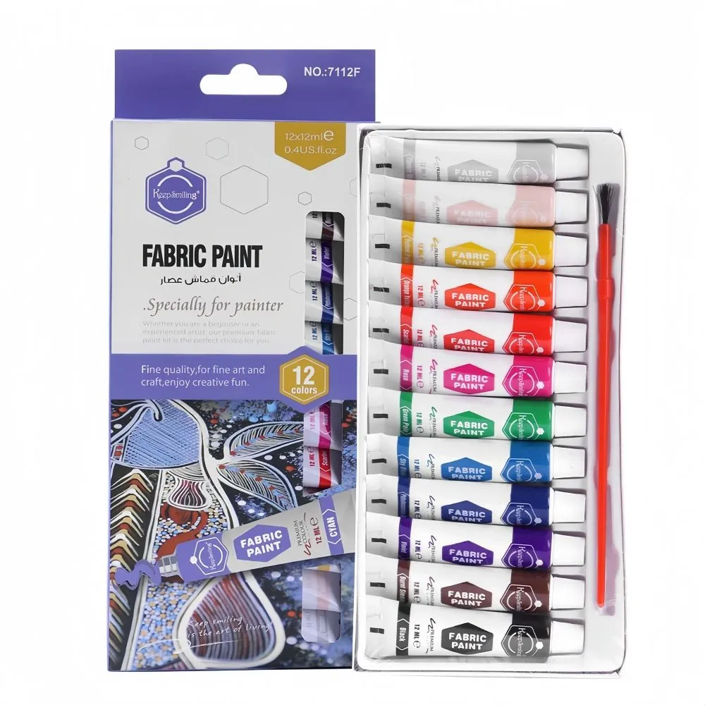Keep Smiling Fabric Paint Set (12ml) - 12 Colors
