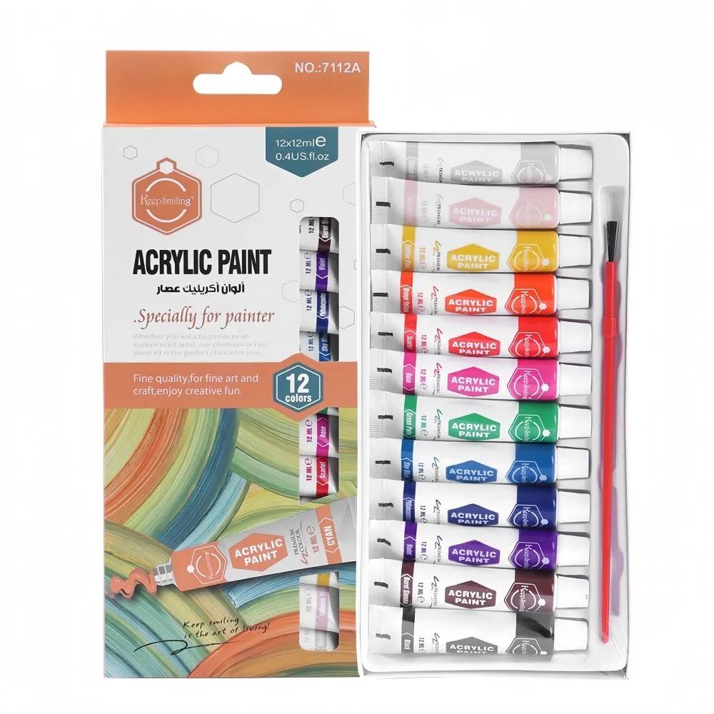 Keep Smiling Acrylic Paint Set (12ml) - 12 Colors